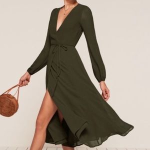 Reformation Nicole Dress Hunter Green
